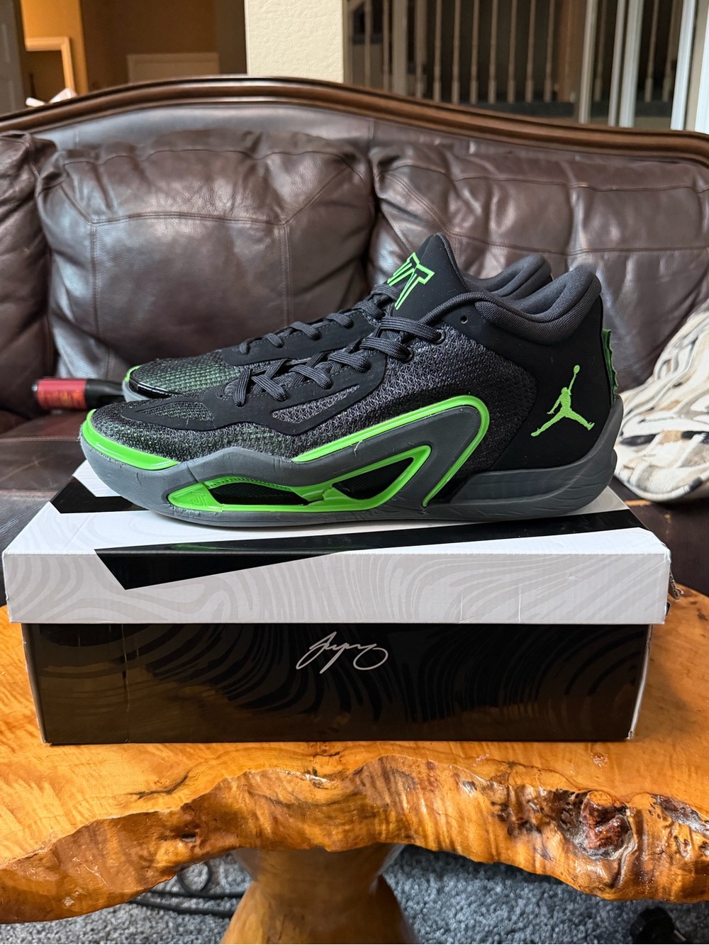 Jordan Tatum 1 Green Strike Black Neon Men Size 13 Women 14.5 DZ3324-003 w Box